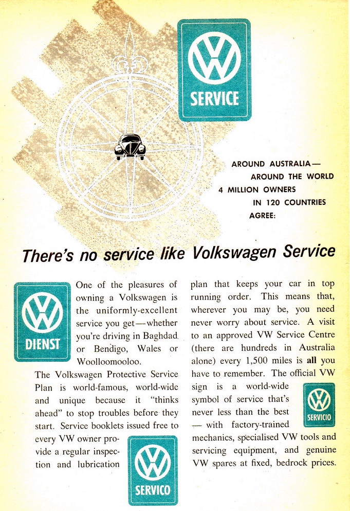 1960 Vokswagen Beetle There's No Service Like Volkswagen